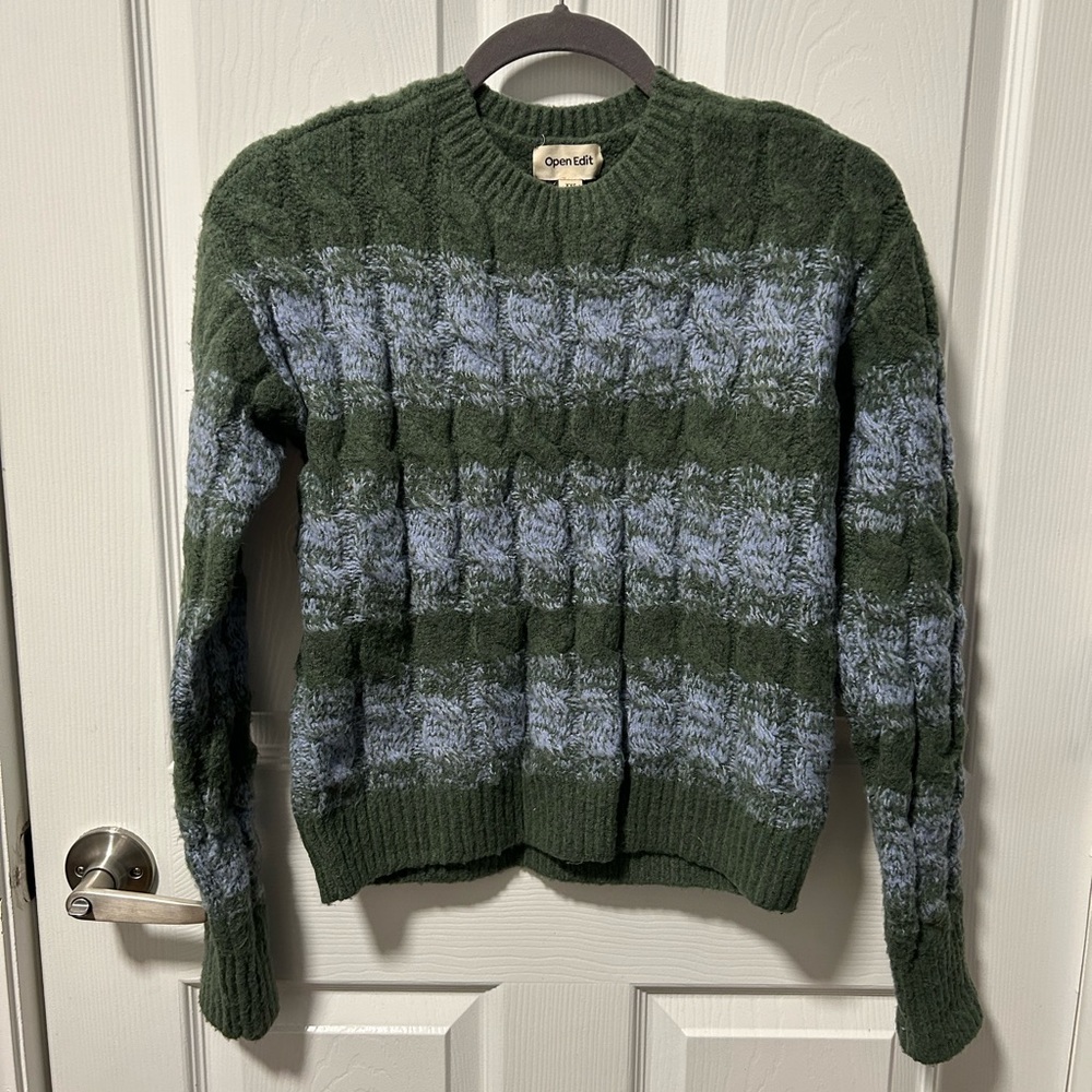 Open Edit Sweater (Green / Blue Stripes)